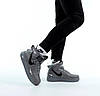 Чоловічі зимові кросівки Nike Air Force Winter Mid Grey (Сірі) Взуття Найк Аір Форс Високі тепле хутро унісекс, фото 2