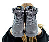 Чоловічі зимові кросівки Nike Air Force Winter Mid Grey (Сірі) Взуття Найк Аір Форс Високі тепле хутро унісекс, фото 6