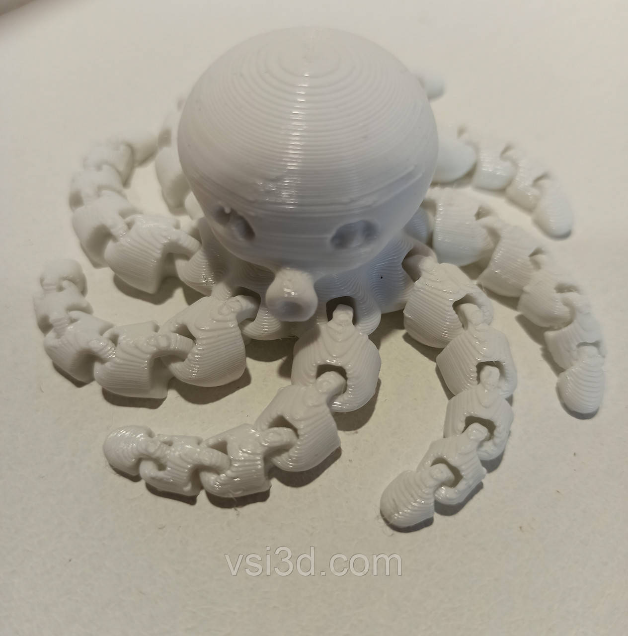 11 см. Рухома іграшка восьминіг. 3D-друк безпечним органічним пластиком. (Подарунок, статуетка, декор) Білий