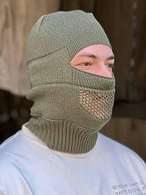 Військова зимова балаклава кольору Хакі. Тактична тепла маска
