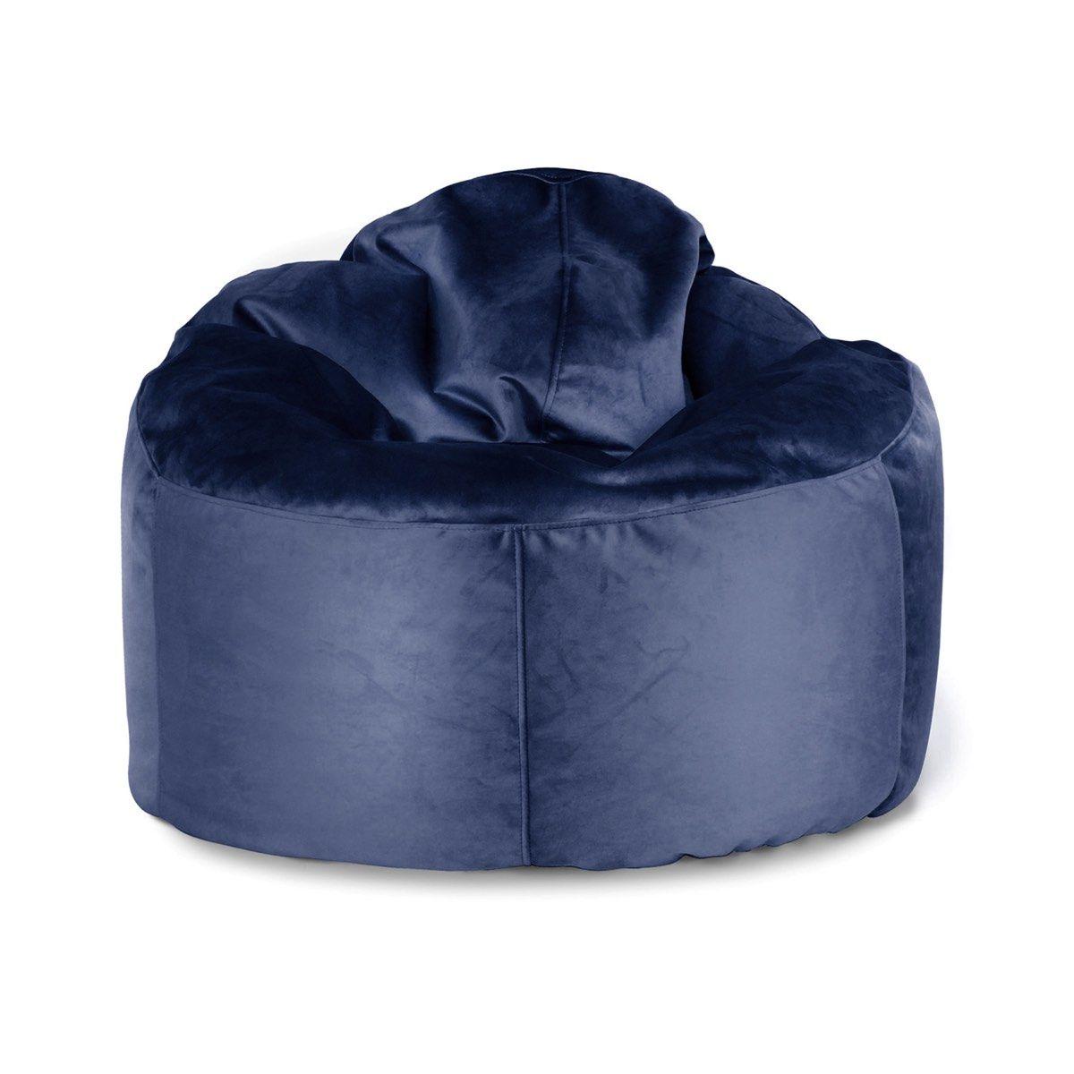 Безкаркасне Крісло мішок пуф люкс зі знімним чохлом MeBelle AIR, розмір XL, зносостійкий темно-синій велюр