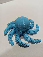 25 см. Рухома іграшка восьминіг. 3D-друк безпечним органічним пластиком. (Подарунок, статуетка, декор) Блакитний