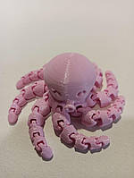 25 см. Рухома іграшка восьминіг. 3D-друк безпечним органічним пластиком. (Подарунок, статуетка, декор) Рожевий пастельний