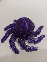 11 см. Подвижная игрушка осьминог. 3D-печать безопасным органическим пластиком. (Подарок, статуэтка, декор) Индиго