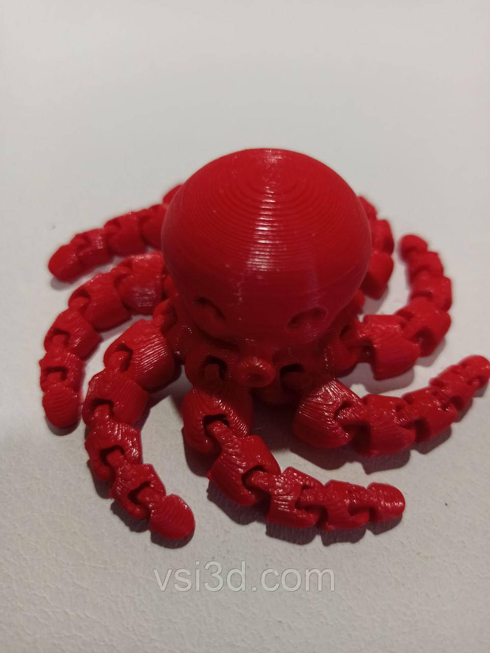25 см. Рухома іграшка восьминіг. 3D-друк безпечним органічним пластиком. (Подарунок, статуетка, декор) Червоний