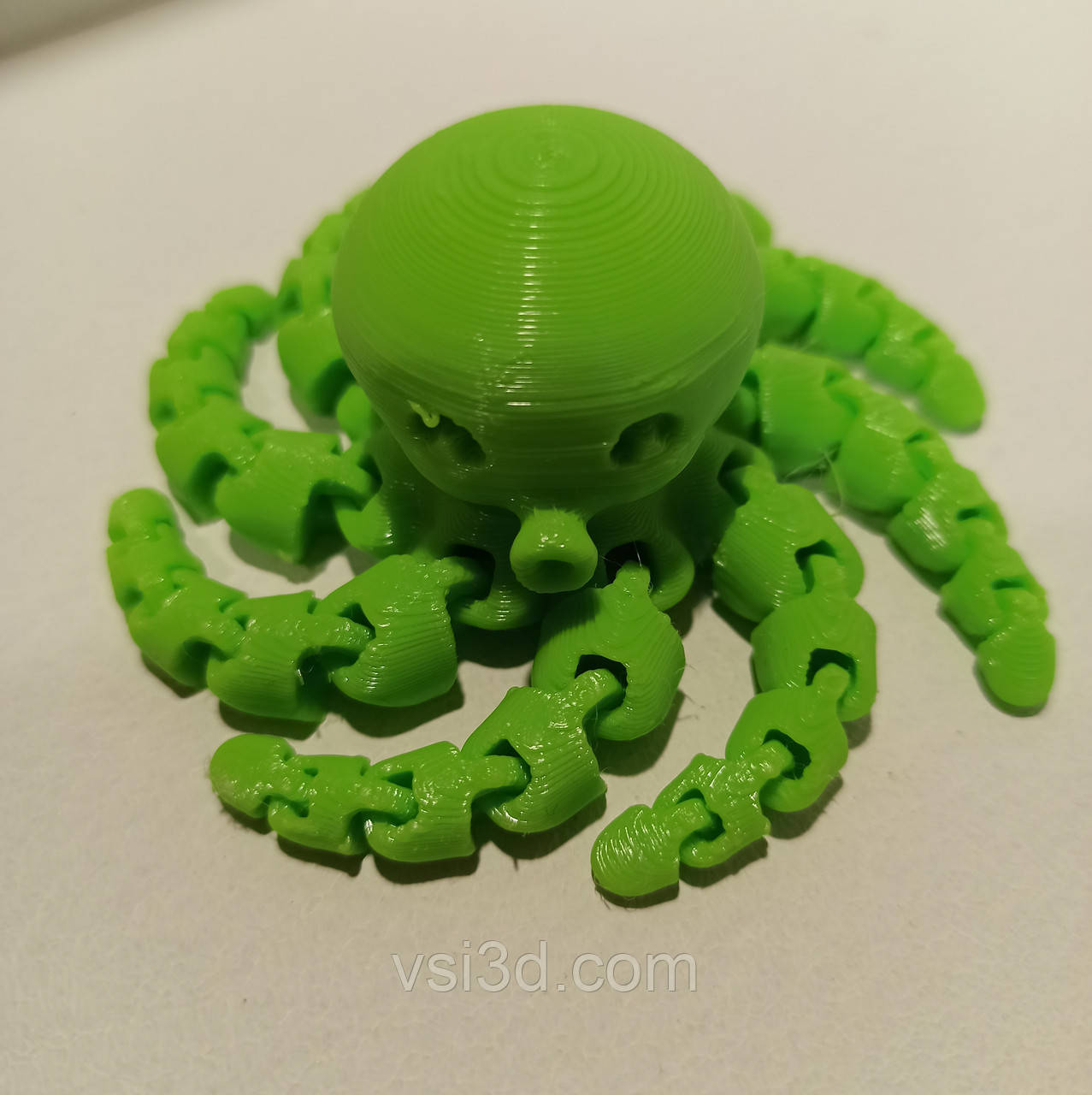 25 см. Рухома іграшка восьминіг. 3D-друк безпечним органічним пластиком. (Подарунок, статуетка, декор) Салатовий