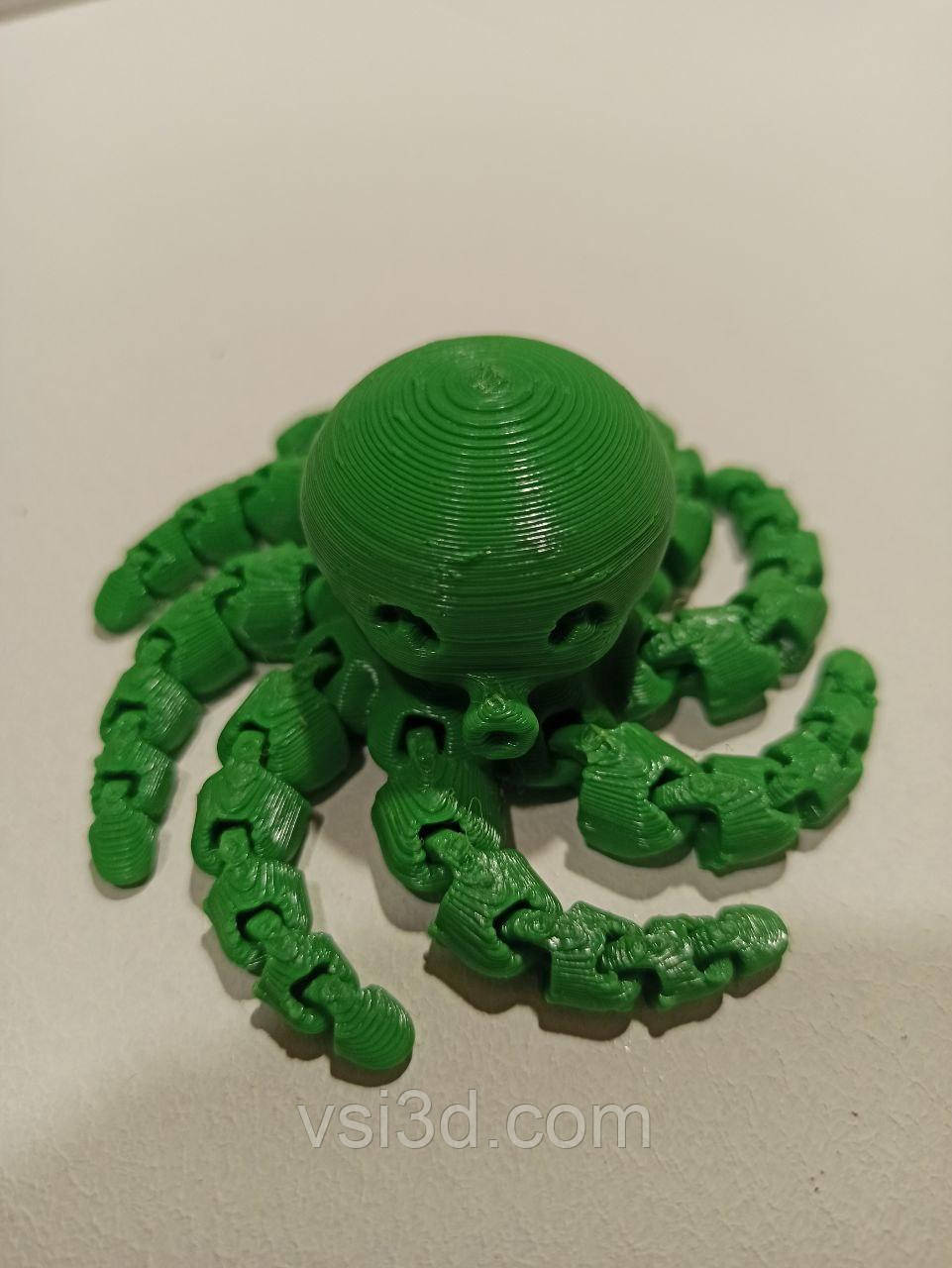11 см. Рухома іграшка восьминіг. 3D-друк безпечним органічним пластиком. (Подарунок, статуетка, декор) Зелений