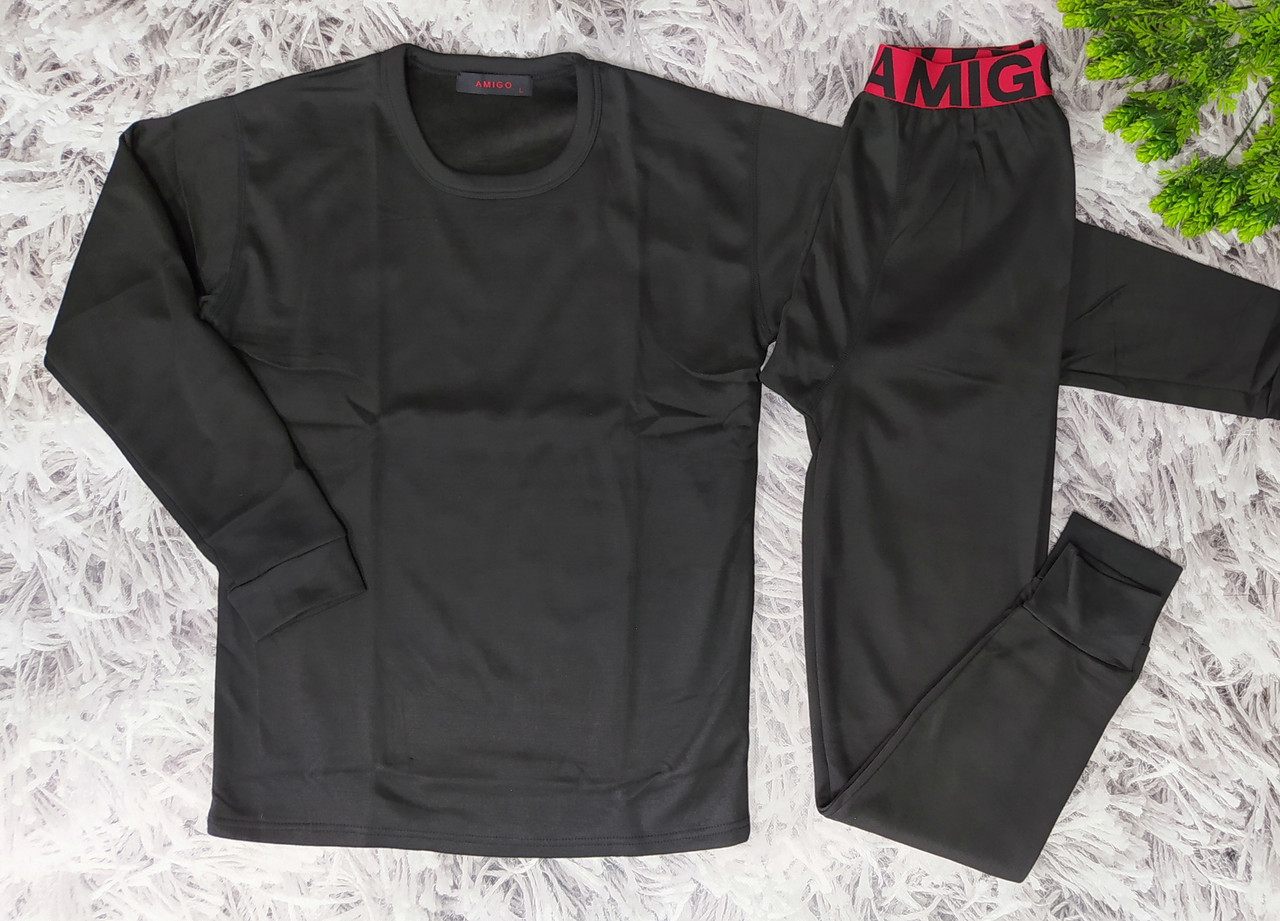 Термо комплект чоловічий розмір L 46-48 з мехом чорний ЕМS KT 857