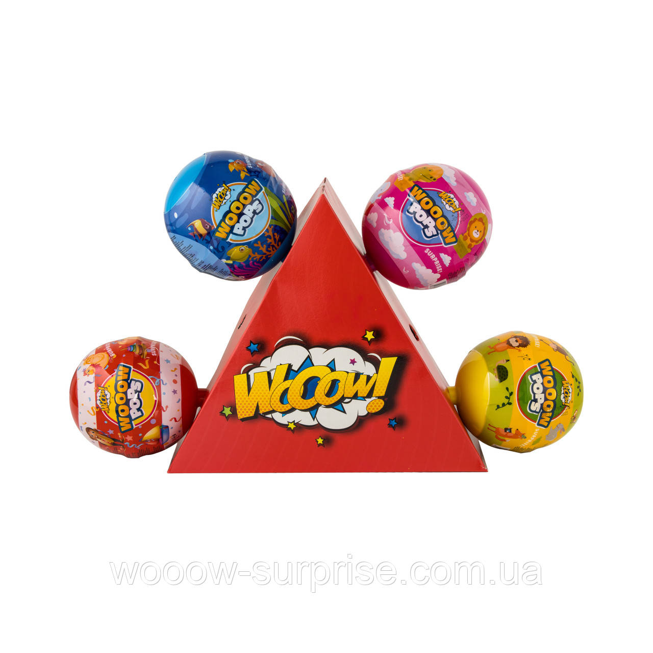 М'яч пластиковий з цукерками та сюрпризом для дівчинки та хлопчика WOOOW POPS, фото 1