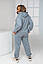 Спортивний жіночий костюм великого розміру теплий на флісі оверсайз, сірий, оливковий, малиновий, моко, фото 2
