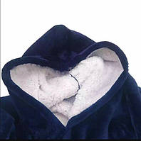 Толстовка плед худі з рукавами капюшоном  велика плюшева синя 85 х 75 см Huggle Hoodie