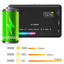 Світлодіодна лампа для відеознімання Luxceo W140 RGB 3100 mAh 2500-9000K, фото 6