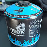 Газовий балон VIROK нарізний для туристичних пальників 500 г/870 мл, бутан, для кемпінгу, EN417, фото 4