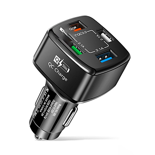 Автомобільний зарядний пристрій від прикурювача 4 USB QC 3.0 Quick Charge USLION UD7575 (HC-365) Black