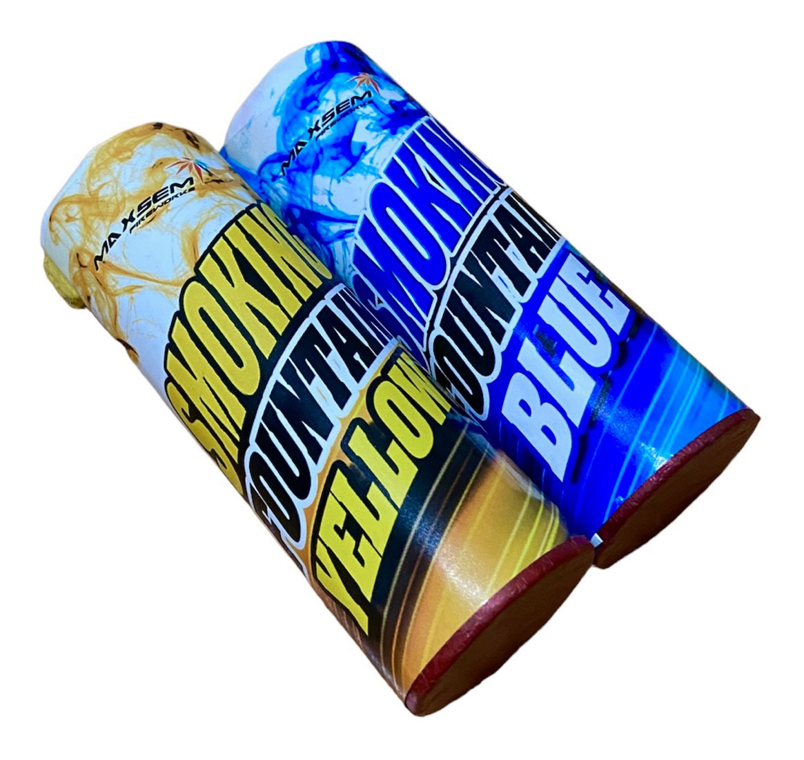 Кольоровий дим набір Жовтий Синій MA0509 Maxsem Yellow Blue smoking fountain 45 сек, 2 шт/уп, фото 1