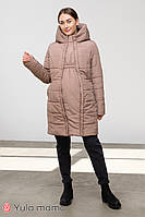 Бежевое зимнее пальто 2 в 1 для беременных с дополнительной вставкой на большой срок, размер от S до 2XL