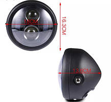Фара LED A023GN чорна кругла в ретростилі з габаритом  5.75" (діаметр кріплення 16 см)