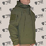 Тактична вІтрозахисна водозахисна чоловіча куртка Softshell Shark Skin олива, фото 3