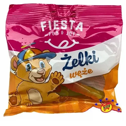 Цукерки желейні Fiesta Zelki черв'ячки, 80 г, жувальні цукерки, Польща