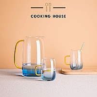 Набір глечик 1550мл і дві склянки 300мл Cooking House графин з боросилікатного скла з кришкою для лимонаду, кувшин для чаю, кави, фото 7