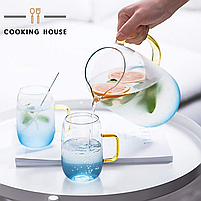Набір глечик 1550мл і дві склянки 300мл Cooking House графин з боросилікатного скла з кришкою для лимонаду, кувшин для чаю, кави, фото 6