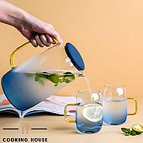 Набір глечик 1550мл і дві склянки 300мл Cooking House графин з боросилікатного скла з кришкою для лимонаду, кувшин для чаю, кави, фото 11