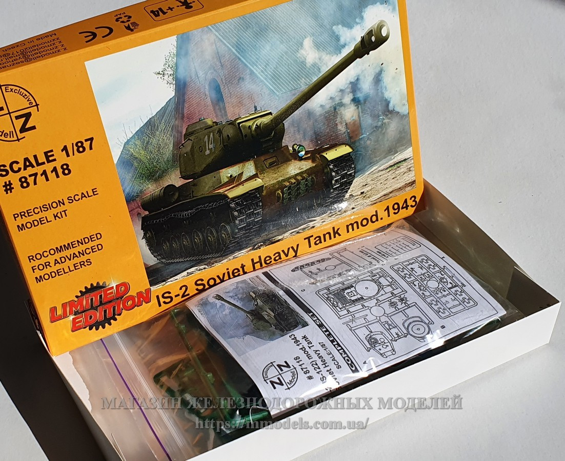 Модель для сборки - радянський броньований танк ІС-2 модификации 1943гг, масштаба 1/87,H0, фото 1