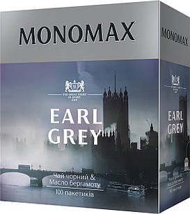 Чорний цейлонський чай з бергамотом у пакетиках 100 пакетів Мономах Earl Grey