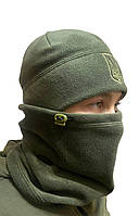 Комплект 2в1: Баф + шапка с гербом Украины тактический военный флисовый, комплект зимний армейский теплы 55/57