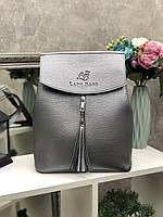 Жіночий сріблястий рюкзак молодіжний міський рюкзачок модний невеликий графіт кожзам