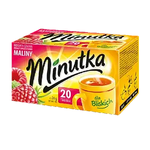 Чай чорний із малиною дрібнолистовий пакетиках Minutka 28 г (20 шт.), Польща