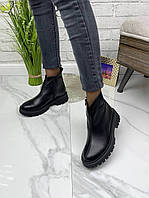 Женские кожаные ботинки, ботинки демисезонные женские кожаные Черный, 37