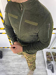 Тепла фліска, флісова армійська кофта Олива на блискавці. Розмір 48-50
