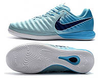 Футзалки Nike Tiempo Legend X VII IC блакитні бампи найк темпо легенд взуття для зали кросівки найк темп зали