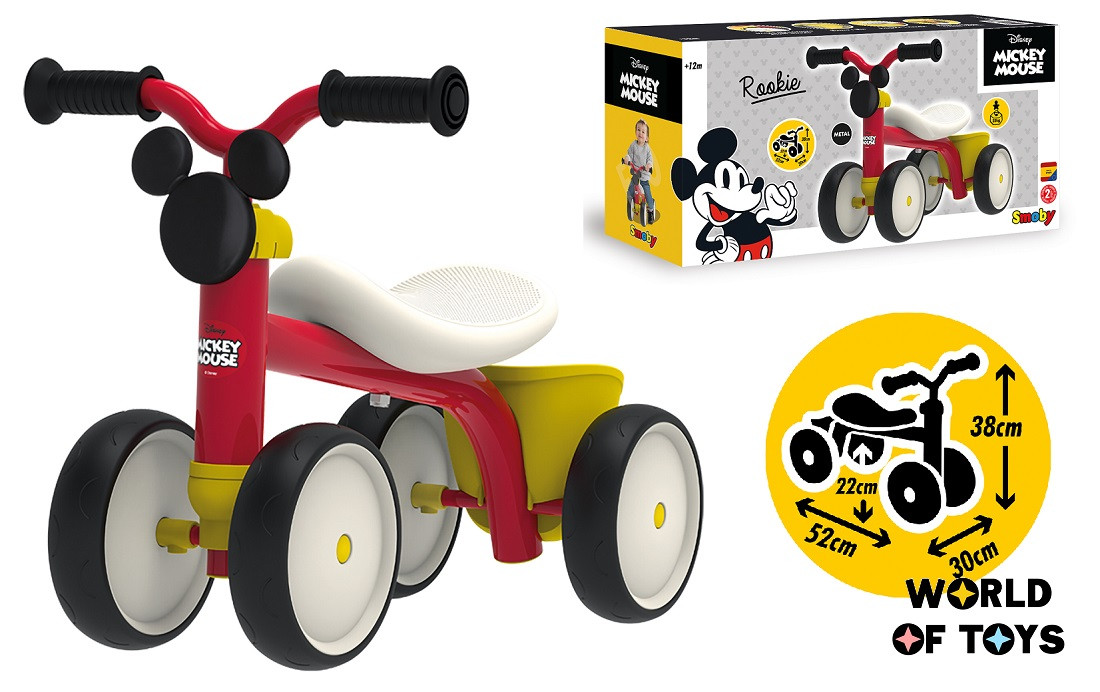 Дитячий біговел Smoby чотирьох колісний "Міккі Маус. Роккі", металевий, 12міс.+ | 721404