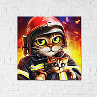 Интерьерная картина BrushMe серии Патриот "Котик ГСЧС" размер M 40х40см CN53236M