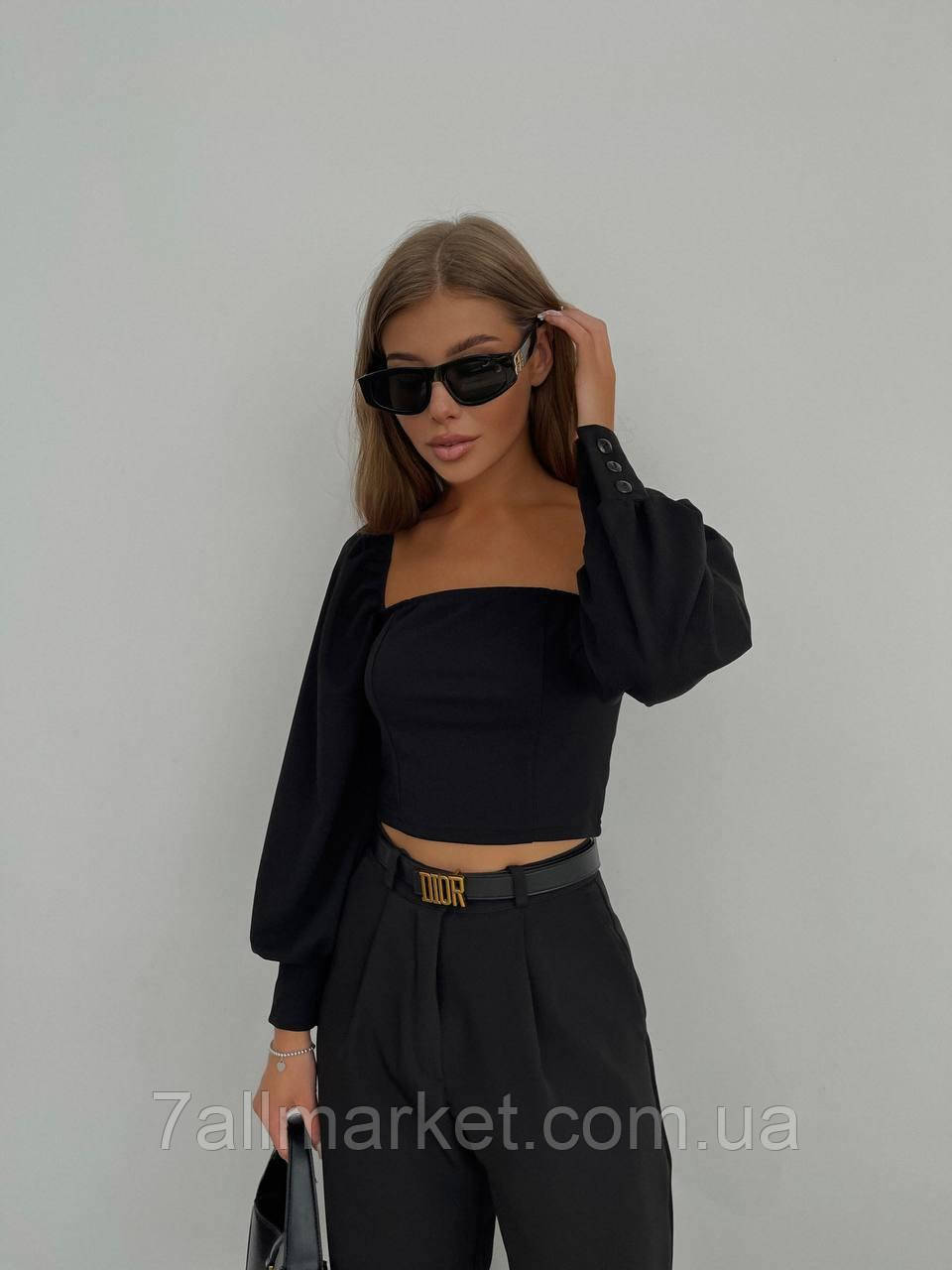 Блузка жіноча креп дайвінг Розміри: 42-46 "Grand Fashion" недорого від прямого постачальника