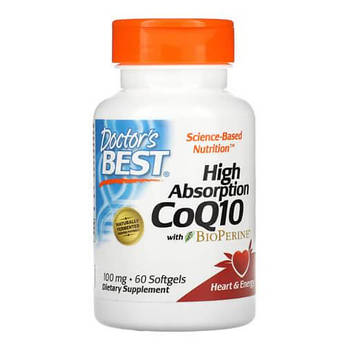 Коензим Q10 і PQQ, Doctors Best High Absorption Coq10 plus PQQ 100 mg 60 капсул