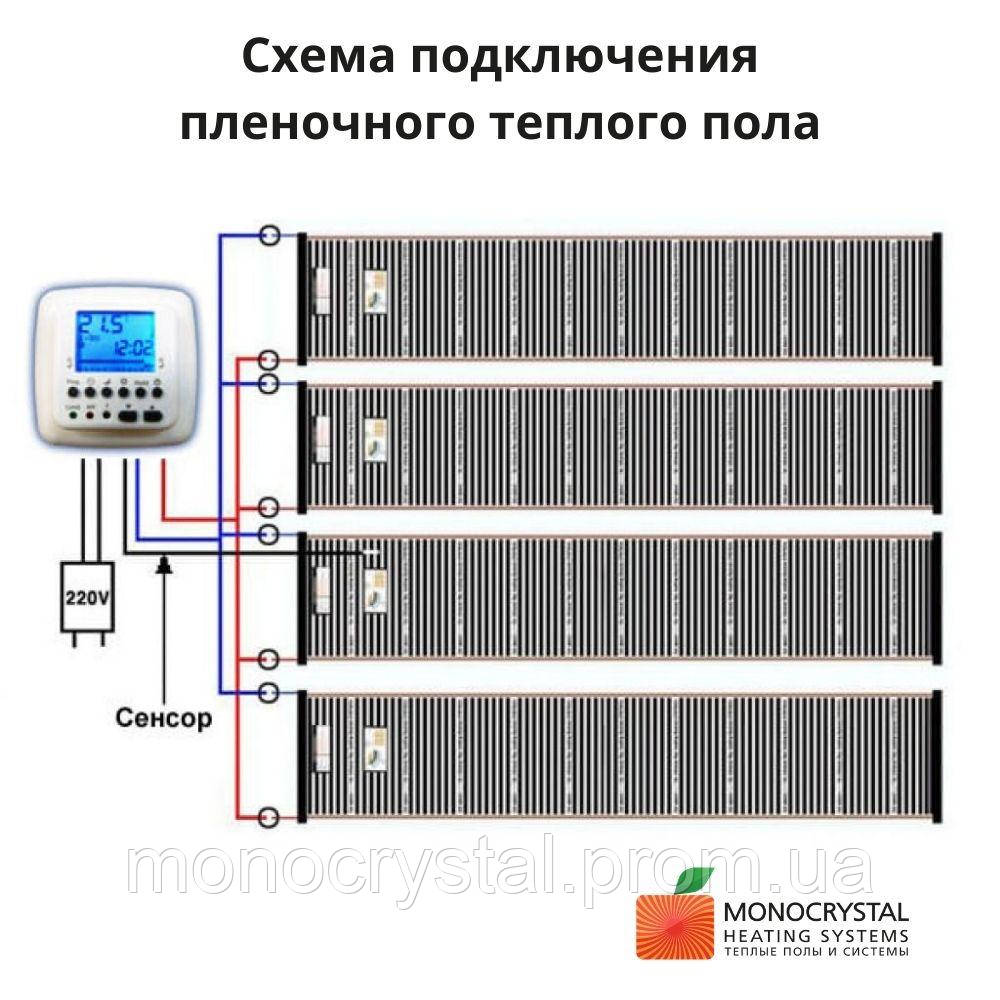 Пленочный теплый пол Monocrystal 8м²/1600 Вт. комплект под любые покрытия ЭНП- 1/8ПК з терморегулятором - фото 4 - id-p1438666346