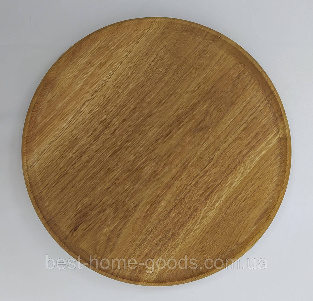 Кругла дубова менажниця для подачі страв d 25 см – дерев’яна тарілка для піци, м’яса, фруктів, закусок, фото 1