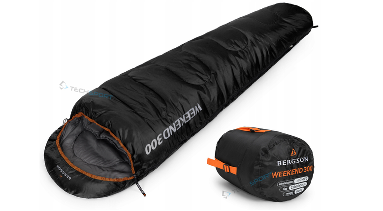 Туристичний спальний мішок кокон Bergson Weekend 300 80 cm x 230 cm до -4, фото 1