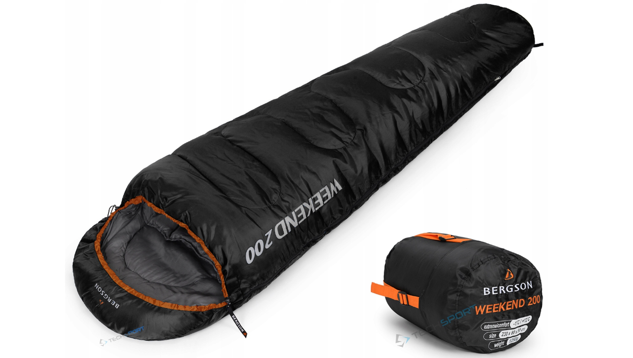 Туристичний спальний мішок кокон Bergson Weekend 200 80 cm x 230 cm до -1