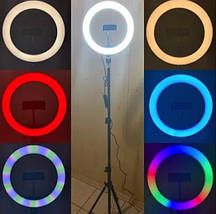 Кільцева лампа 33 см Селфі LED кільце кольорове Кільцеве світло RGB LED лампа MJ33 Live Stream 15 кольорів SOFT RI, фото 5
