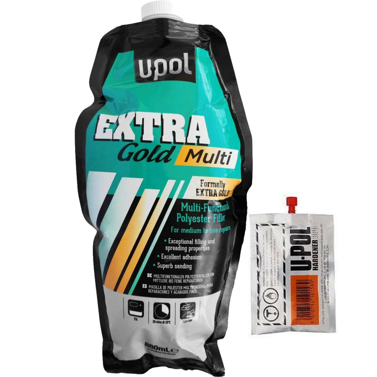 Шпаклівка універсальна дрібнозерниста U-POL EXTRA Gold Multi, 880 мл, фото 1