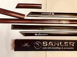 Молдинг дверей Daewoo Lanos вузький 3,8 см, напис LANOS, 1 хром смуга Sahler