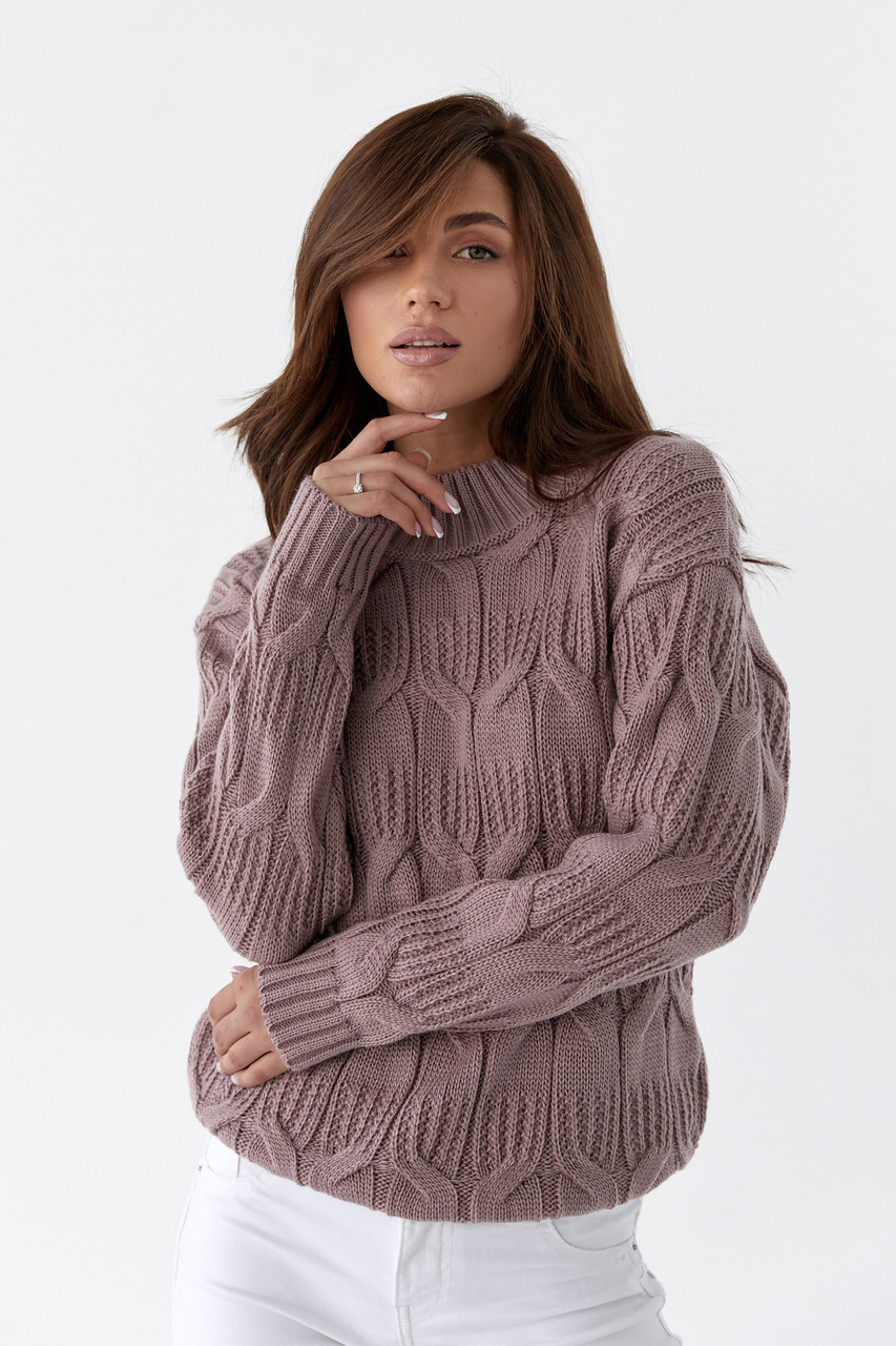 Молодіжний в'язаний жіночий светр, фрезовий