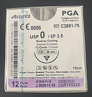 Хирургический шовный материал Аттрамат ПГА (Полилликоидная кислота), рассасываемая, фиолетовый, USP 0