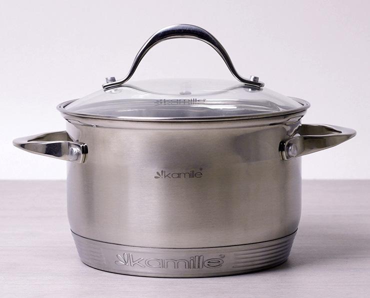 Каструля Kamille Mystery 2.9л greenpharm зі скляною кришкою, 7-шарове дно, фото 1