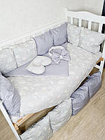 Комплект в кроватку для новорожденных "Эко Зайка" серый