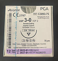 Хирургический шовный материал Аттрамат ПГА (Полигликоидная кислота), рассасываемая, фиолетовый, USP 3-0